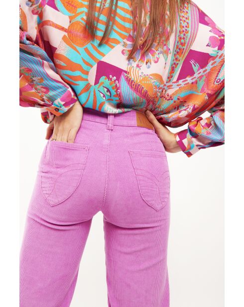Pantalon droit en velours côtelé William rose