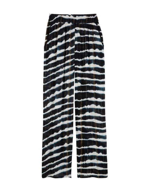 Pantalon large motif zèbre tie and dye Edouard noir