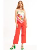 Pantalon jean large rétro Henry rouge