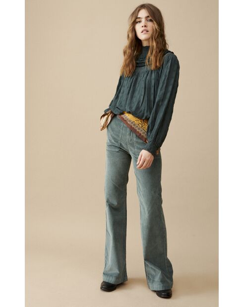 Pantalon bootcut velours côtelé Elisabeth vert