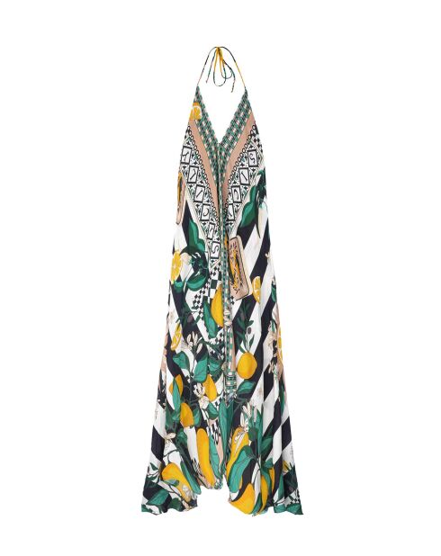 Robe d'été rayée imprimé citron Voila Sicily noire