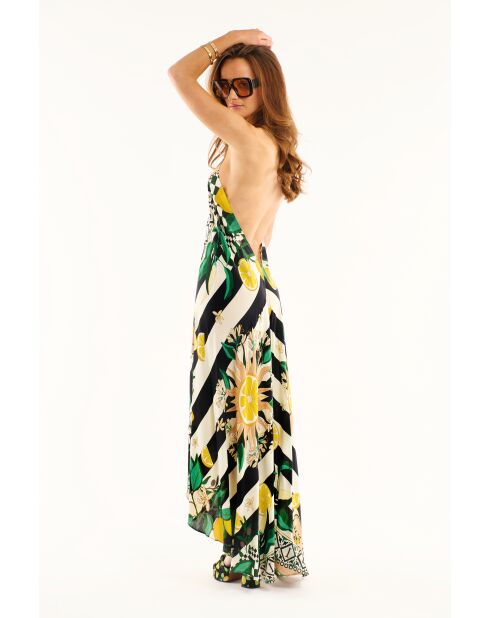 Robe d'été rayée imprimé citron Voila Sicily noire