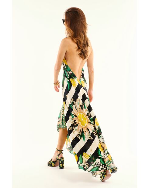 Robe d'été rayée imprimé citron Voila Sicily noire