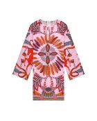 Robe courte manches longues à motifs Come rose