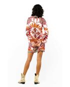 Robe courte manches longues à motifs Come rose