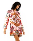 Robe courte manches longues à motifs Come rose