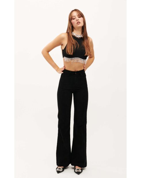 Pantalon flare en velours côtelé Victoria noir