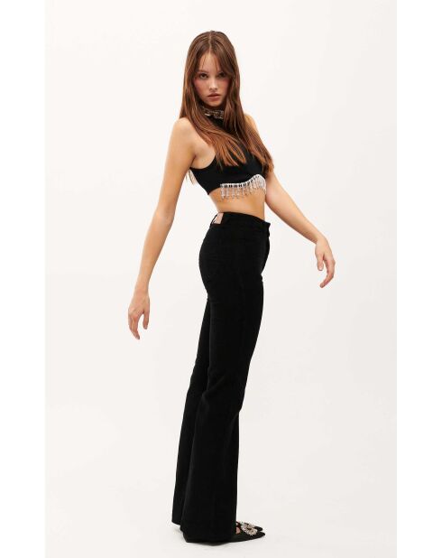 Pantalon flare en velours côtelé Victoria noir