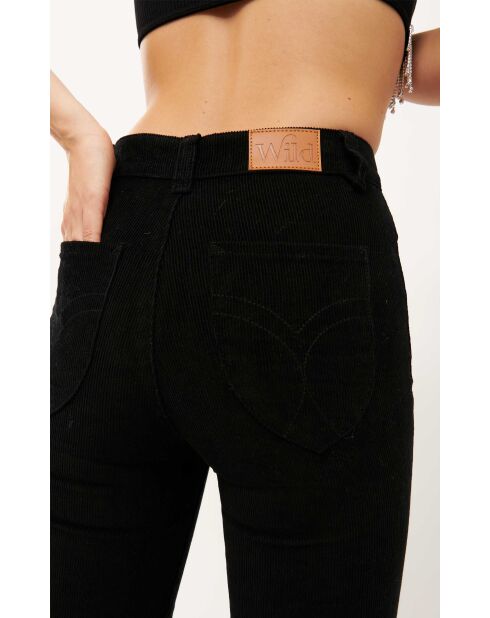 Pantalon flare en velours côtelé Victoria noir