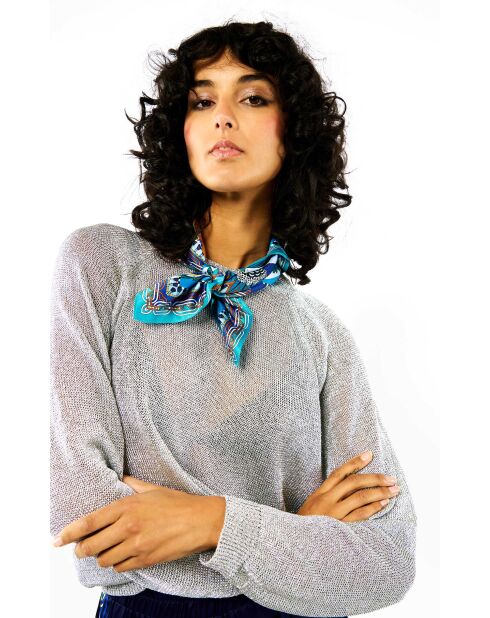 Pull manches longues col rond Romy argenté