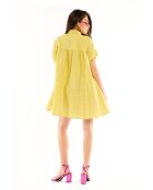 Robe chemise courte brodée Tony jaune