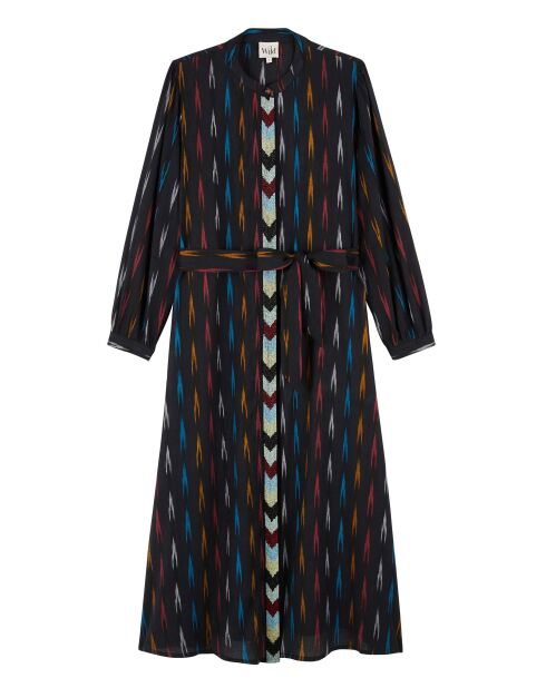 Robe droite manches longues à motifs Tamera noire