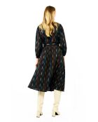 Robe droite manches longues à motifs Tamera noire