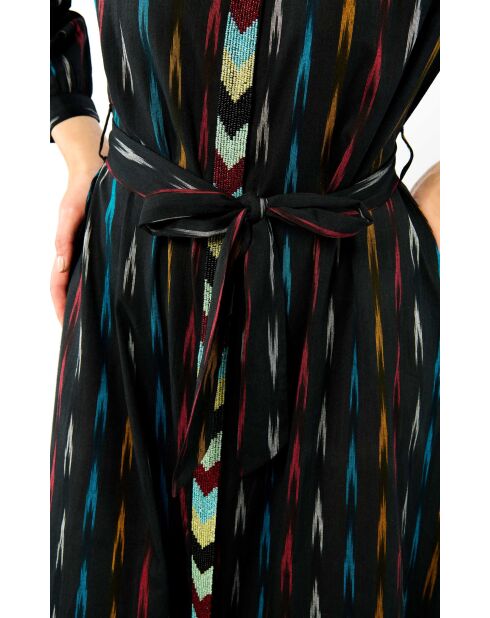 Robe droite manches longues à motifs Tamera noire