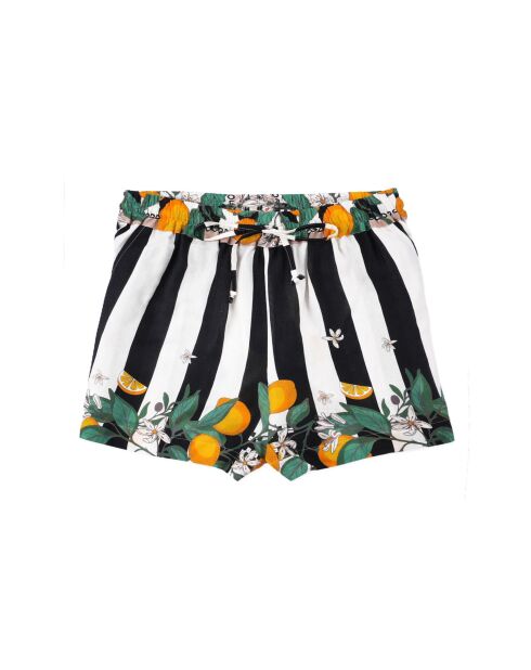 Short fluide rayé imprimé citron Palermo noir
