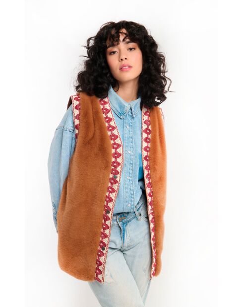 Gilet fourré sans manches Demba camel