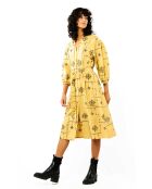 Robe droite midi avec manches et broderies Garcia beige