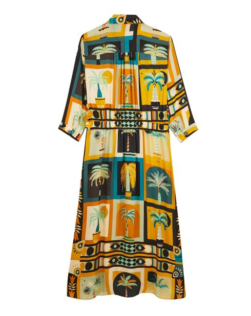 Robe chemise 7/8 imprimé palmiers Jesse Beldi noire