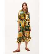 Robe chemise 7/8 imprimé palmiers Jesse Beldi noire