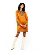 Robe courte manches longues à motifs ethnique Ezra marron