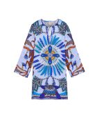 Robe courte manches longues à motifs Come bleue