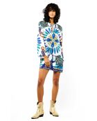 Robe courte manches longues à motifs Come bleue
