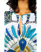 Robe courte manches longues à motifs Come bleue