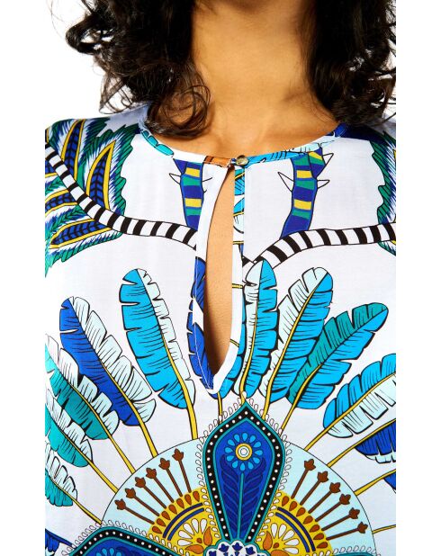 Robe courte manches longues à motifs Come bleue