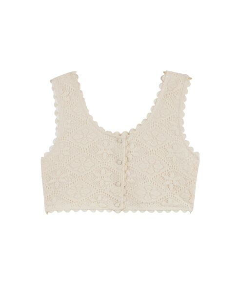 Crop top crochet dentelle Hedda blanc
