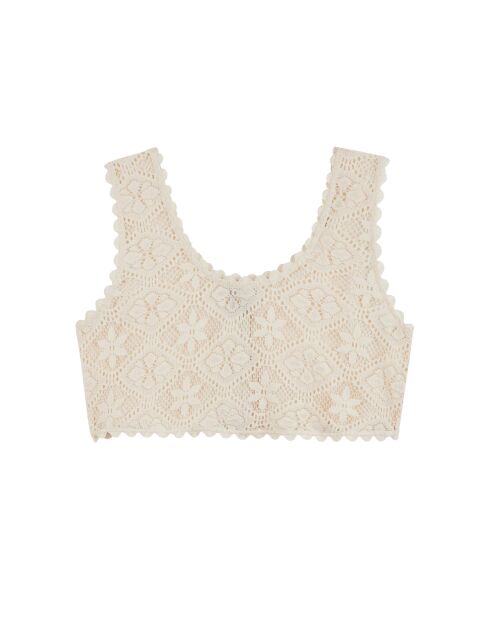 Crop top crochet dentelle Hedda blanc