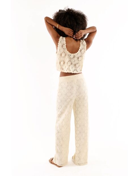 Crop top crochet dentelle Hedda blanc