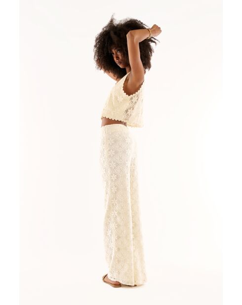 Crop top crochet dentelle Hedda blanc