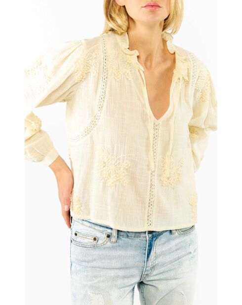 Blouse en coton brodé Teresa blanche