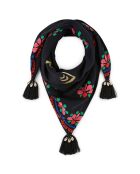 Foulard en gaze de coton brodé Ocampo noir