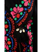 Foulard en gaze de coton brodé Ocampo noir