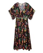 Robe longue à motifs tropical Mandel noire