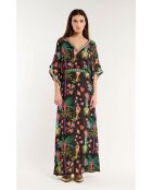 Robe longue à motifs tropical Mandel noire