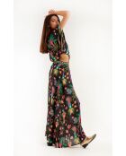 Robe longue à motifs tropical Mandel noire