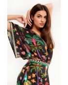 Robe longue à motifs tropical Mandel noire