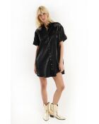 Robe courte satinée strass tête de tigre Laora noire