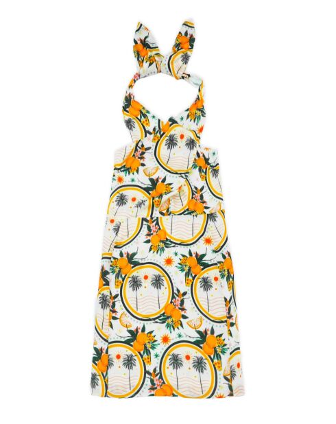 Robe courte imprimé vintage Anita jaune