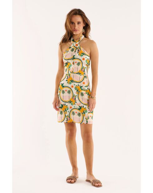Robe courte imprimé vintage Anita jaune