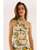 Robe courte imprimé vintage Anita jaune