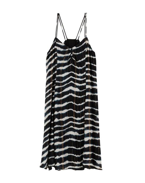 Robe fluide motif zèbre tie and dye Ethan noire