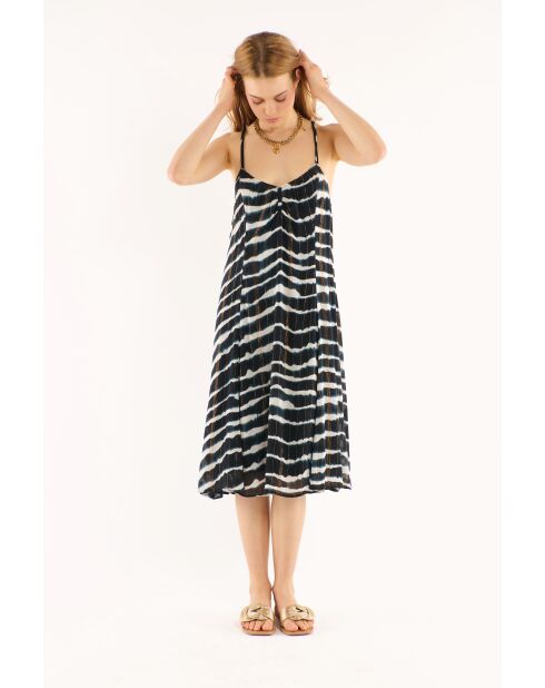Robe fluide motif zèbre tie and dye Ethan noire