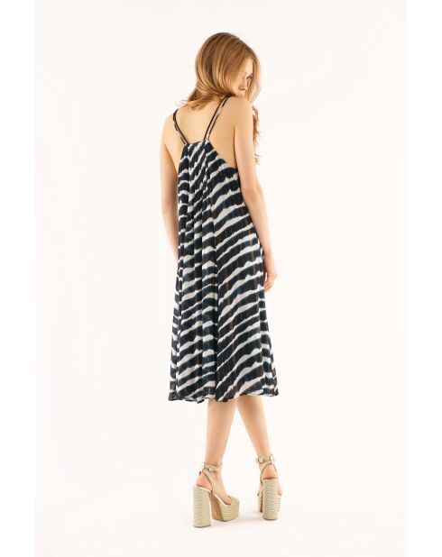 Robe fluide motif zèbre tie and dye Ethan noire