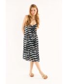 Robe fluide motif zèbre tie and dye Ethan noire