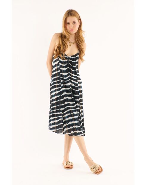 Robe fluide motif zèbre tie and dye Ethan noire