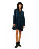 Robe courte manches longues en gaze de coton avec broderies Aruba bleue