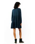 Robe courte manches longues en gaze de coton avec broderies Aruba bleue